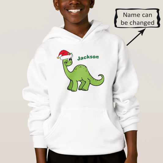 Custom Name Sweatshirt Christmas Gift Dinosaur Youth Sweatshirt img 1