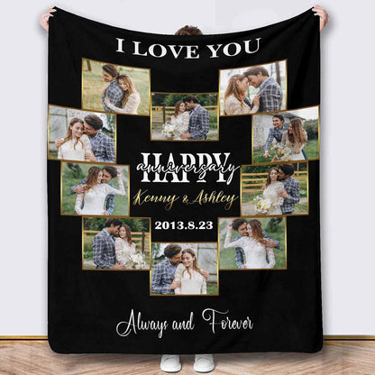 Personalized Photo Collage Anniversary Blanket, Custom Gifts