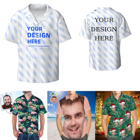 Custom Photo Image Text Name Hawaiian Shirts for Men img 1