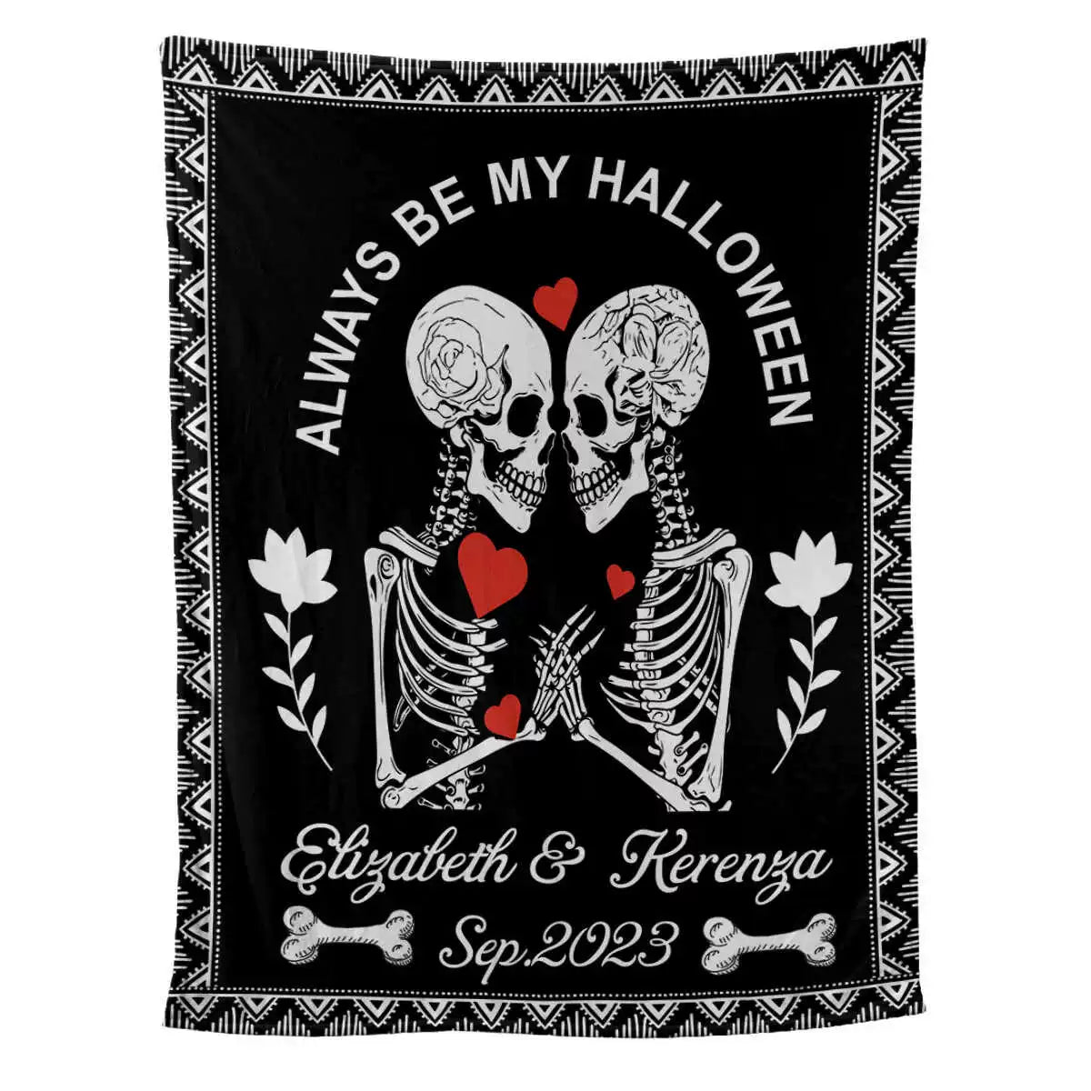 Skull Couple Personalized Blanket Gothic Skeleton Blanket