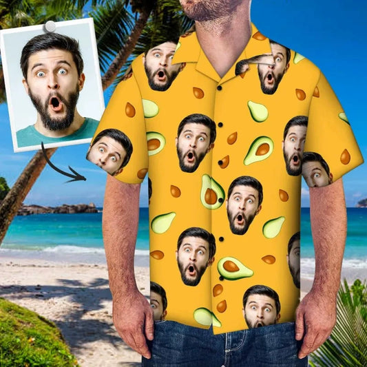 Custom Face Mash Shirt Men S All Over Print Hawaiian Shirt img 1