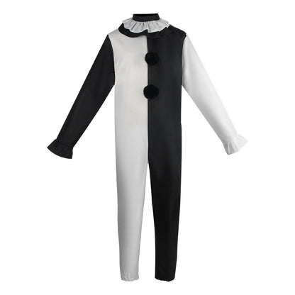 Cosplay Costume Female/Male Horror Carnival Party Skin-Tight Black White Killer Clowns Jumpsuit for Halloween Costumes