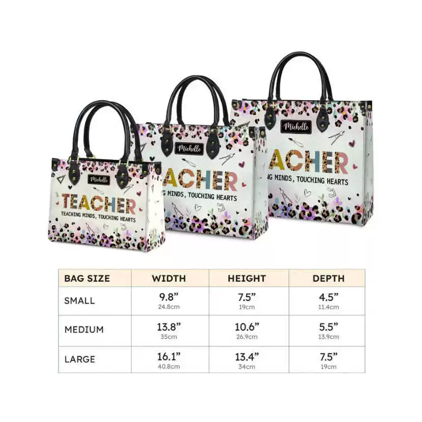 Personalized Women's Leather Handbag, Back to School Teacher img 4