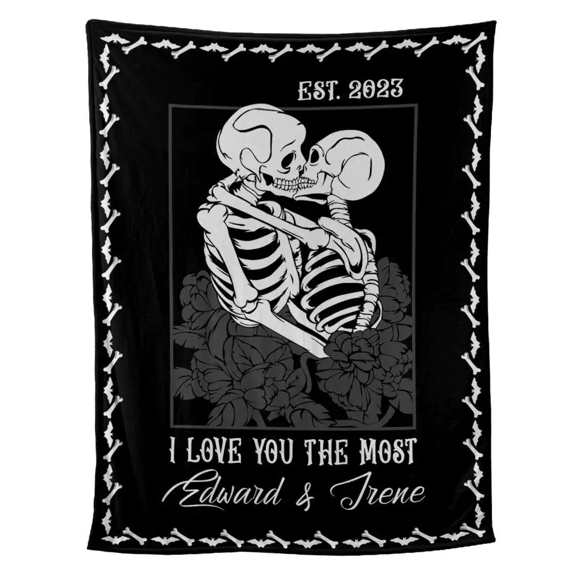 Halloween Skeleton Couple Personalized Wool Blanket img 4