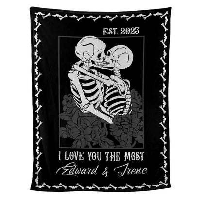 Halloween Skeleton Couple Personalized Wool Blanket img 4