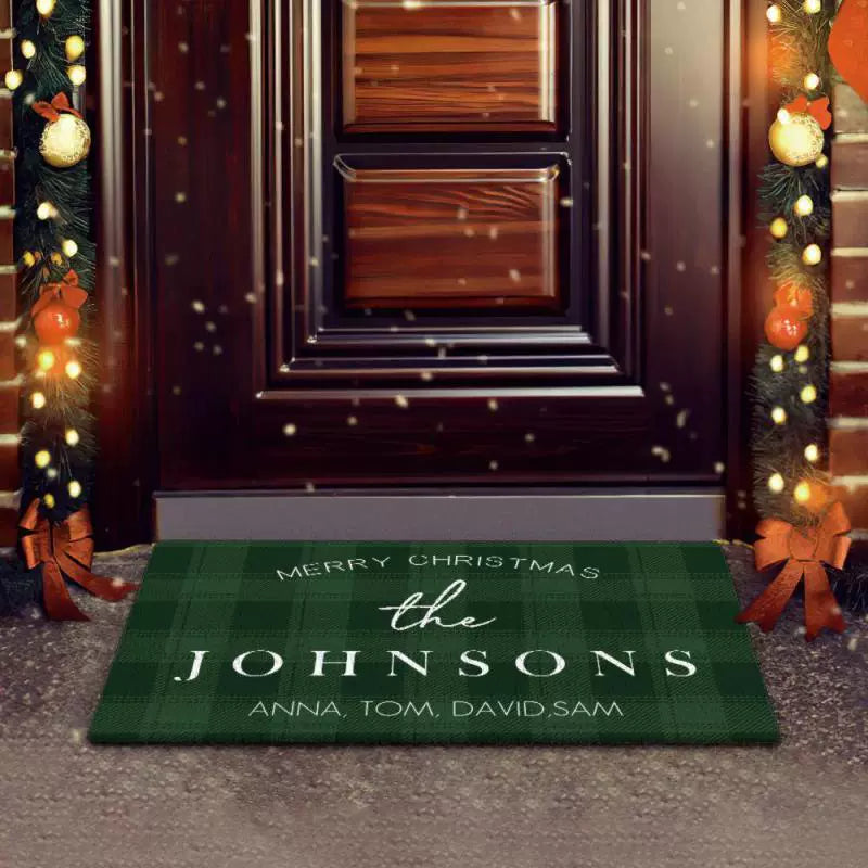 Custom Christmas Engraved Floor Mat Green img 1