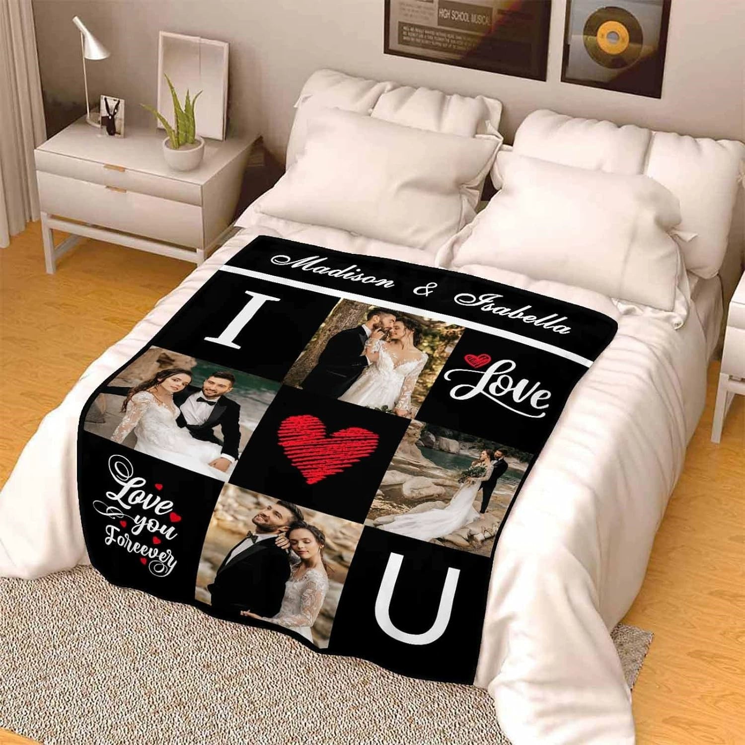 Personalized I Love U Photo Memorial Blanket Gift for Couple img 3