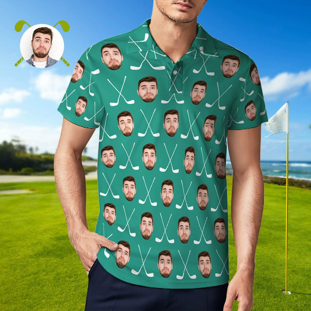 Men's Personalized Photo Shirts Custom Face Golf Polo Shirts img 1