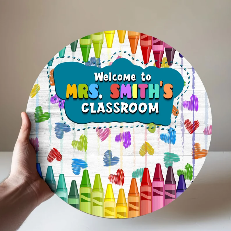 Custom Teacher Door Sign Classroom Decor Back To School Gift img 1