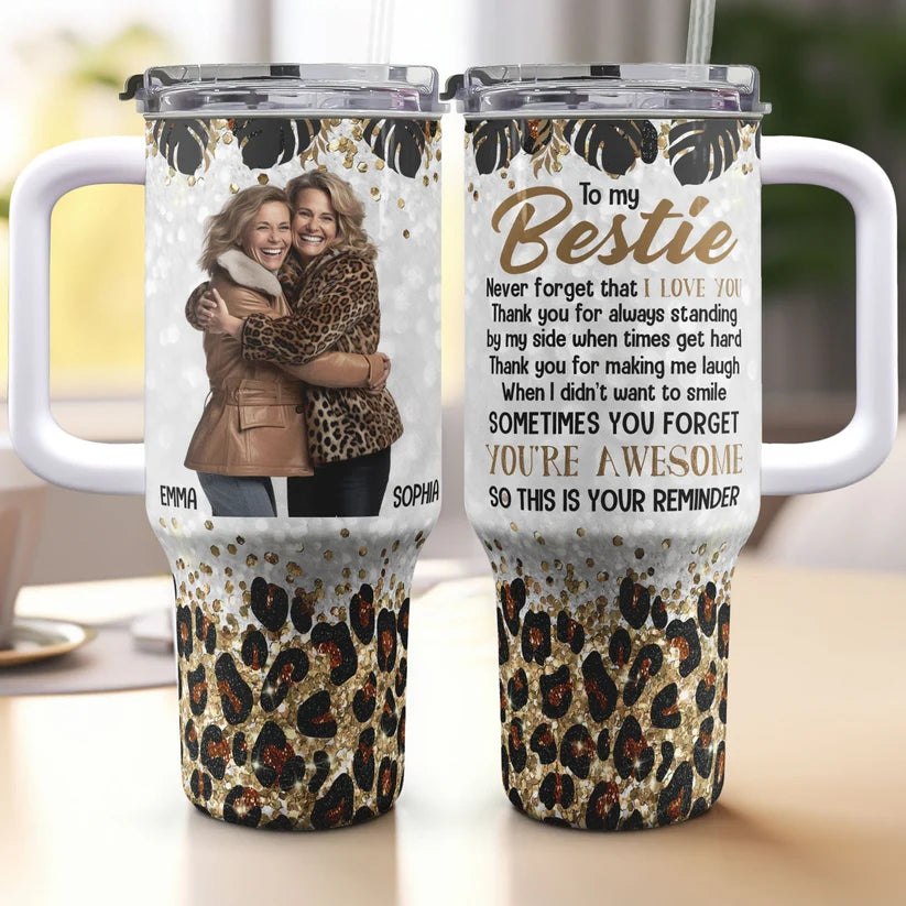 Custom Photo Name Tumbler Mug Christmas Gift 40oz Coffee Cup img 2