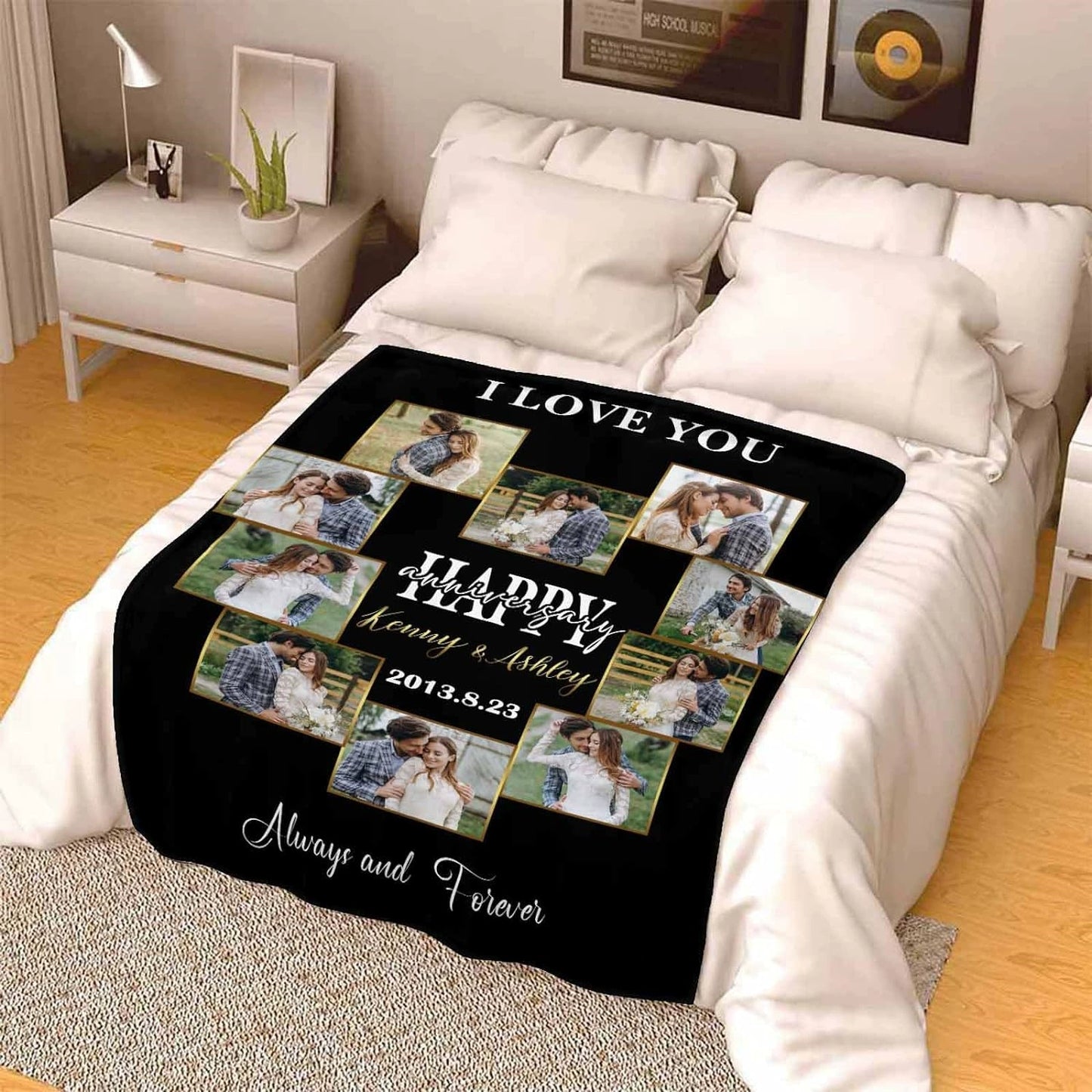 Personalized Photo Collage Anniversary Blanket, Custom Gifts img 3