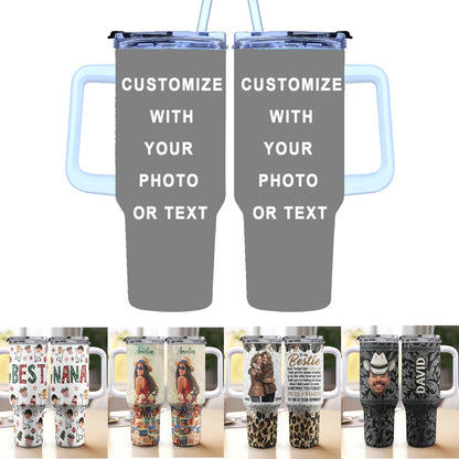 Custom Photo Name Tumbler Mug Christmas Gift 40oz Coffee Cup img 0