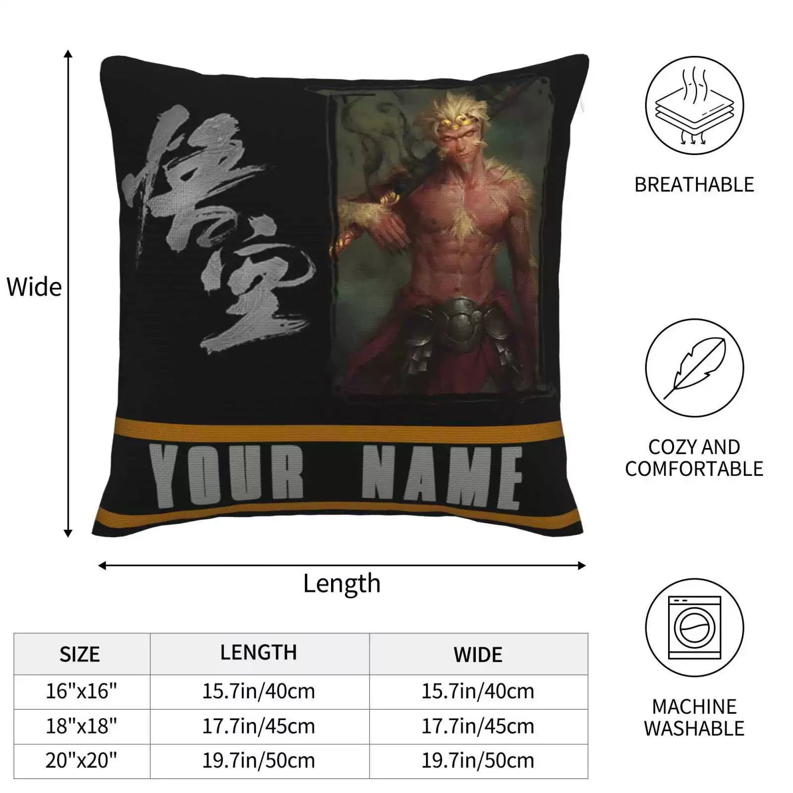 Black Myth Wukong Custom Pillow, Photo Gifts Pillow img 4