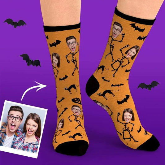 Custom Photo Socks Funny Face Personalized Halloween Gifts img 1