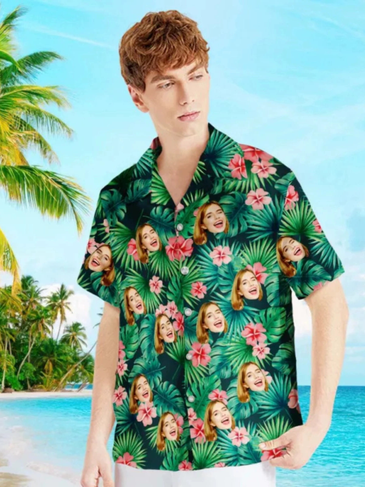 Custom Hawaiian Shirt Red Flower Aloha Beach Shirt for Men img 3