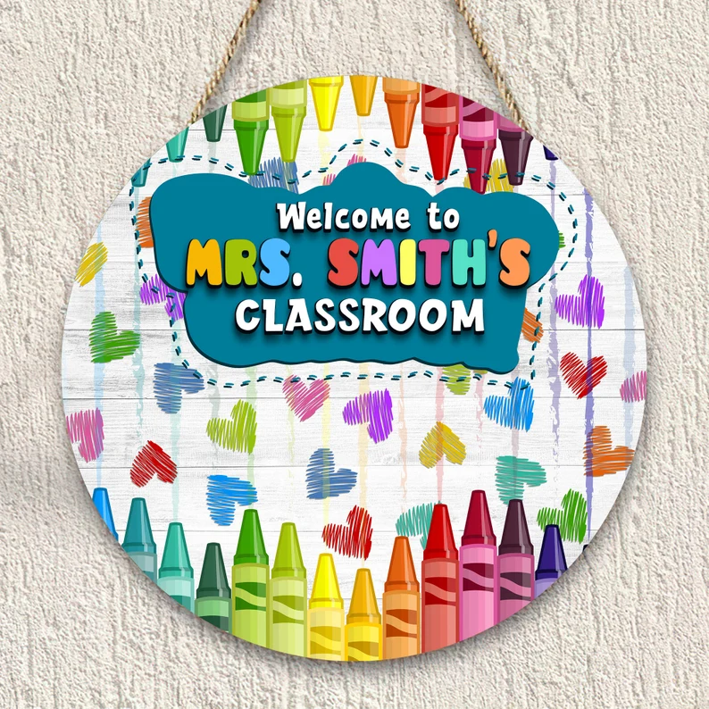 Custom Teacher Door Sign Classroom Decor Back To School Gift img 3