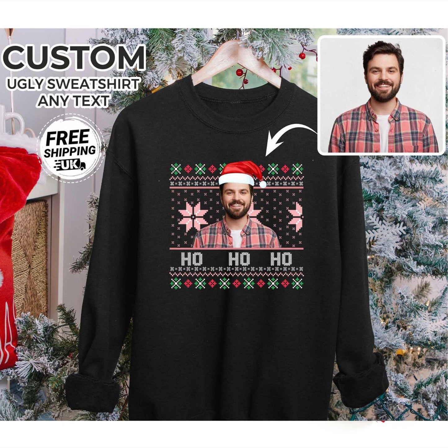 Custom Ugly Christmas Hoodie Personalized Photo Hoodie img 1