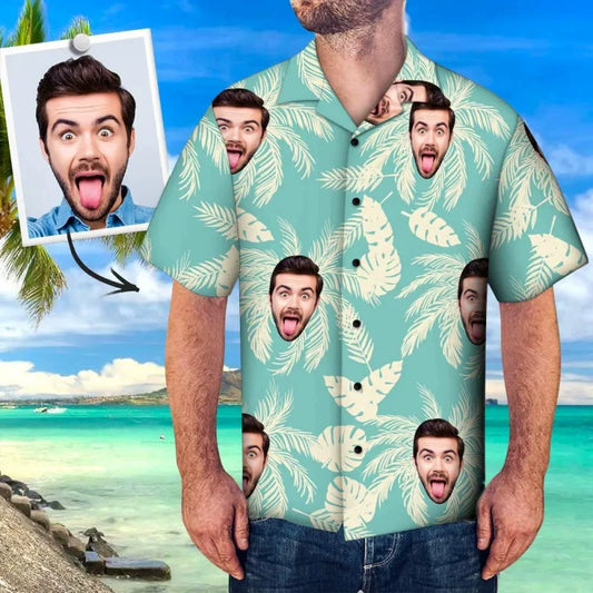 Custom Face Photo Shirt Men Hawaiian Shirt Memorial Gifts img 1