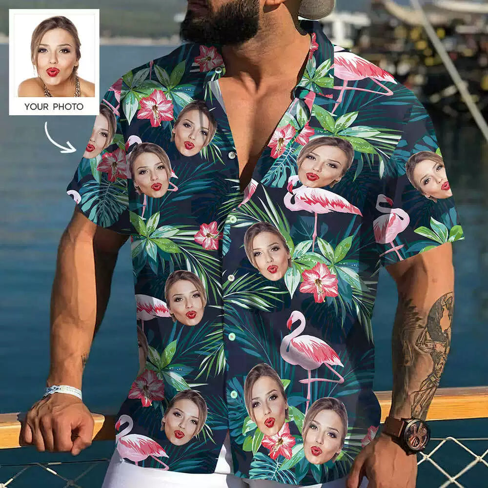 Gift for Him Personalized Hawaiian Shirts Face Flamingo img 1