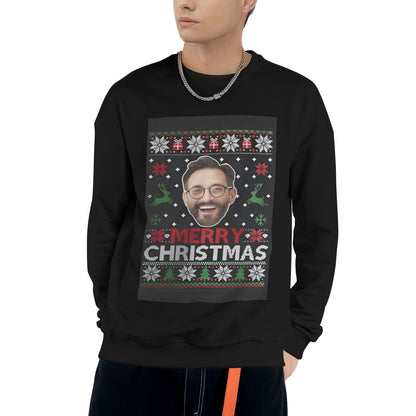 Custom Face Photo Hoodie Christmas Snowflakes Unisex Hoodies img 1