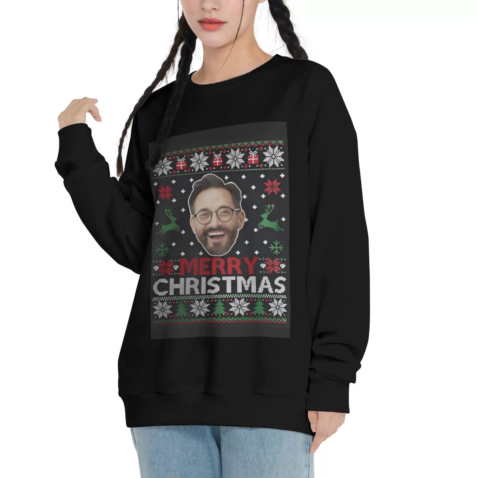 Custom Face Photo Swodie Christmas Snowflakes Unisex Swodies img 2