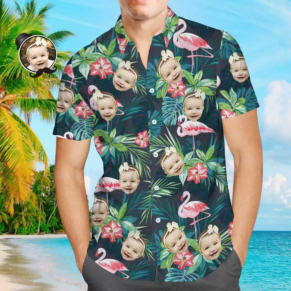 Gift for Him Personalized Hawaiian Shirts Face Flamingo img 4