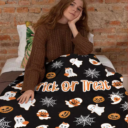 Custom Blanket Personalized Halloween Gift Ghost and Pumpkin img 3