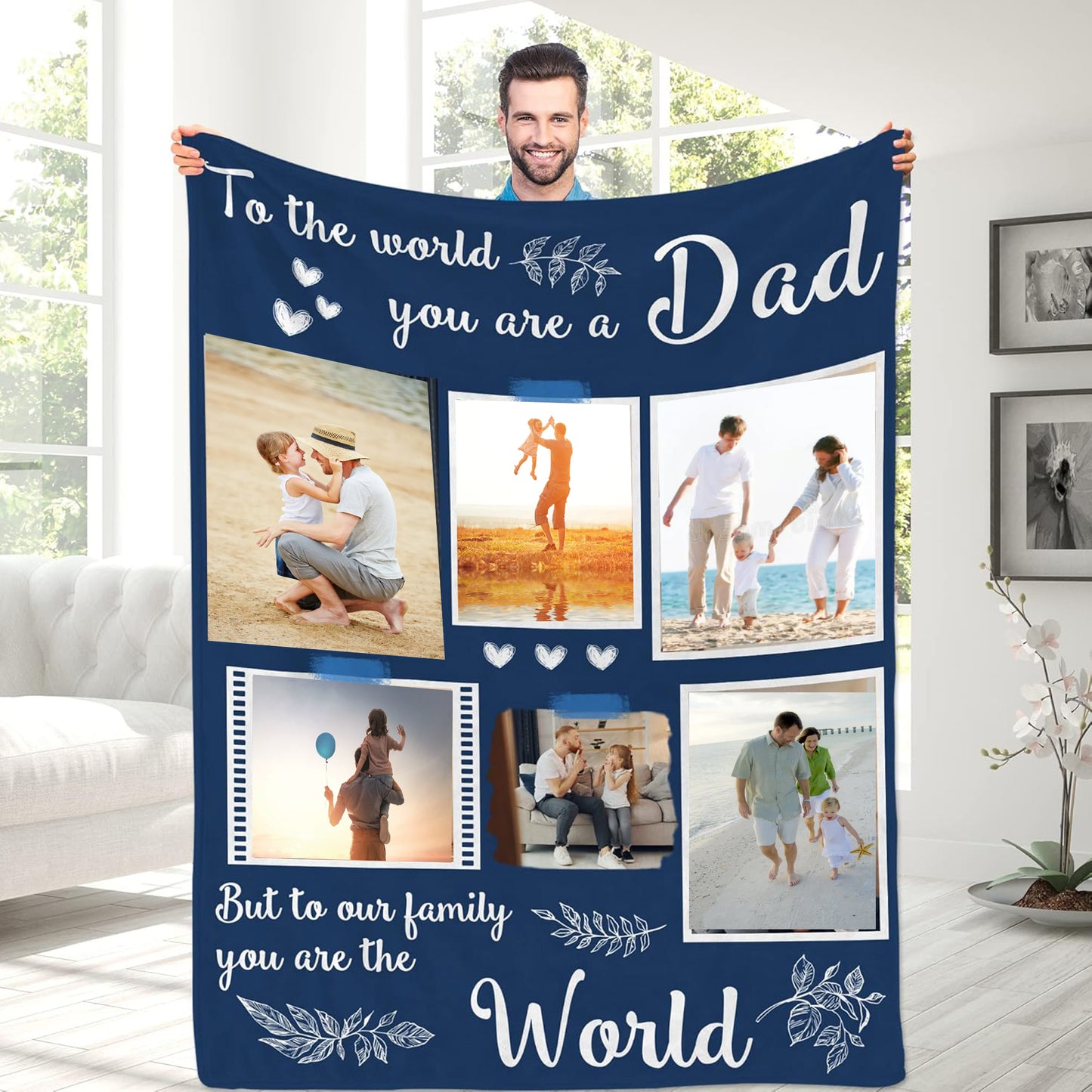 Custom Dad Blanket with Photo, Gifts for Father Birthday img 1