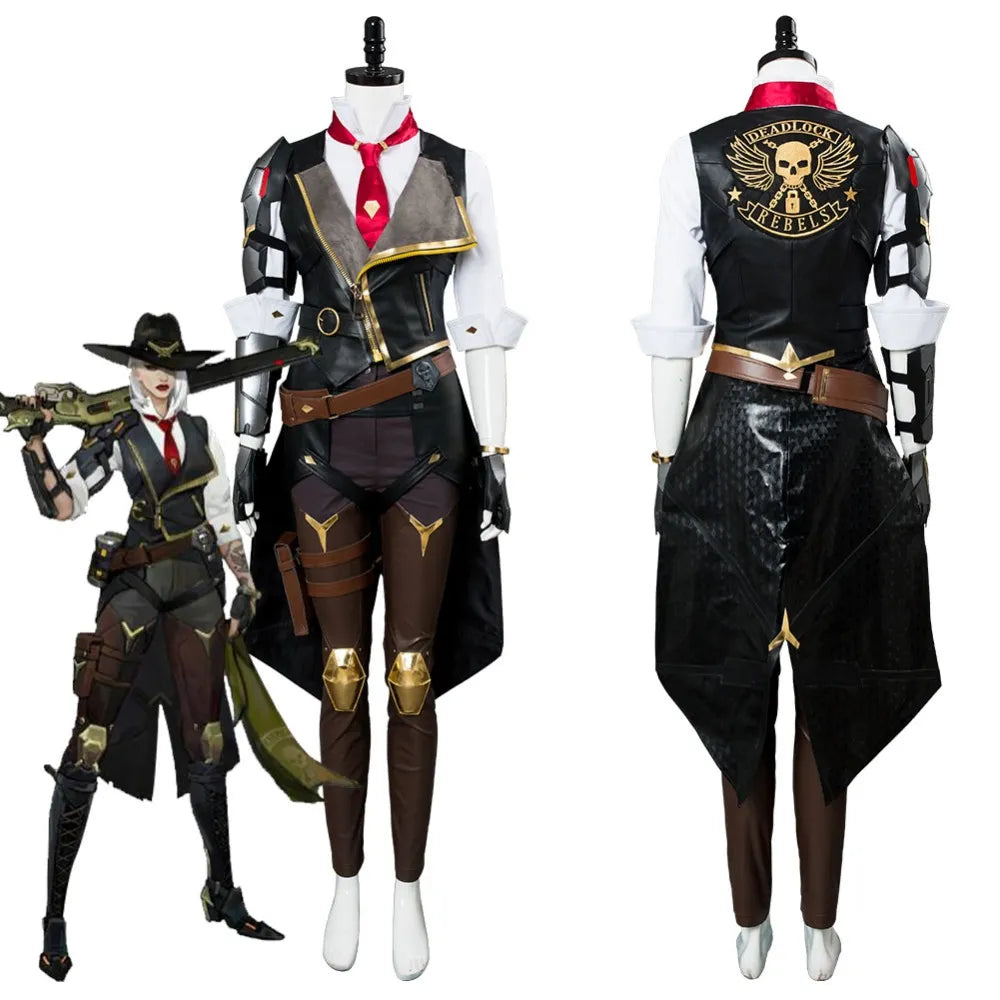 Ashe Cosplay Costume Elizabeth Caledonia Cosplay Ashe Shoes Outfit Full Suit For Adult Women Halloween Carnival Costumes