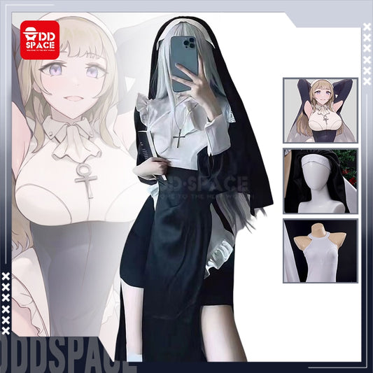 Nun Cosplay Costume Woman Dress Halloween Sexy Woman Cosplay Suit Anime Nun Headgear