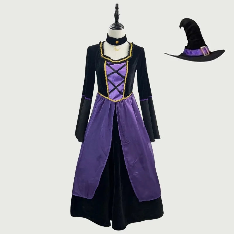 Halloween Witch Costume Performance Purple Witch Dress Witch Cos Ghost Festival Performance Dress Up