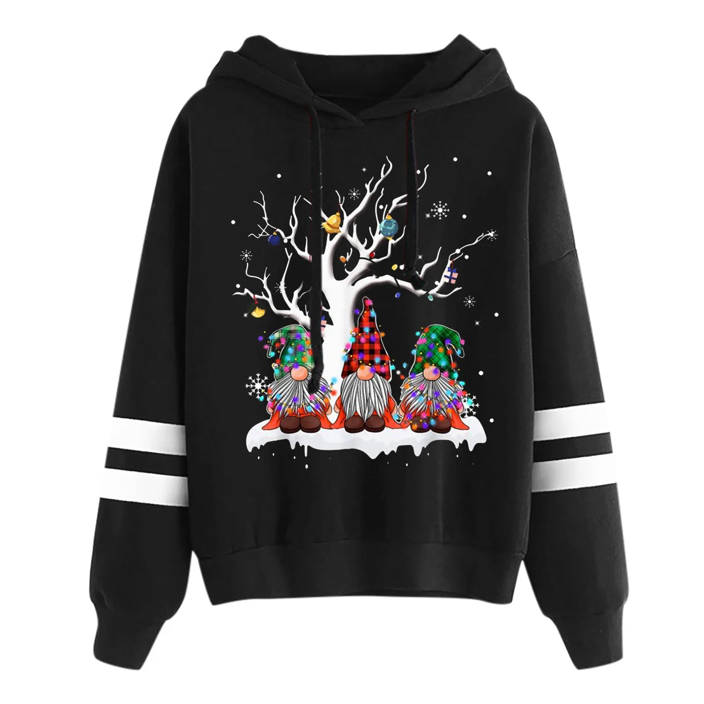 Oversized Sweatshirt For Women Fun Christmas Santa Claus Tree Snowflake Elk Gnome Printing Loose Pullovers Hoodies For Women