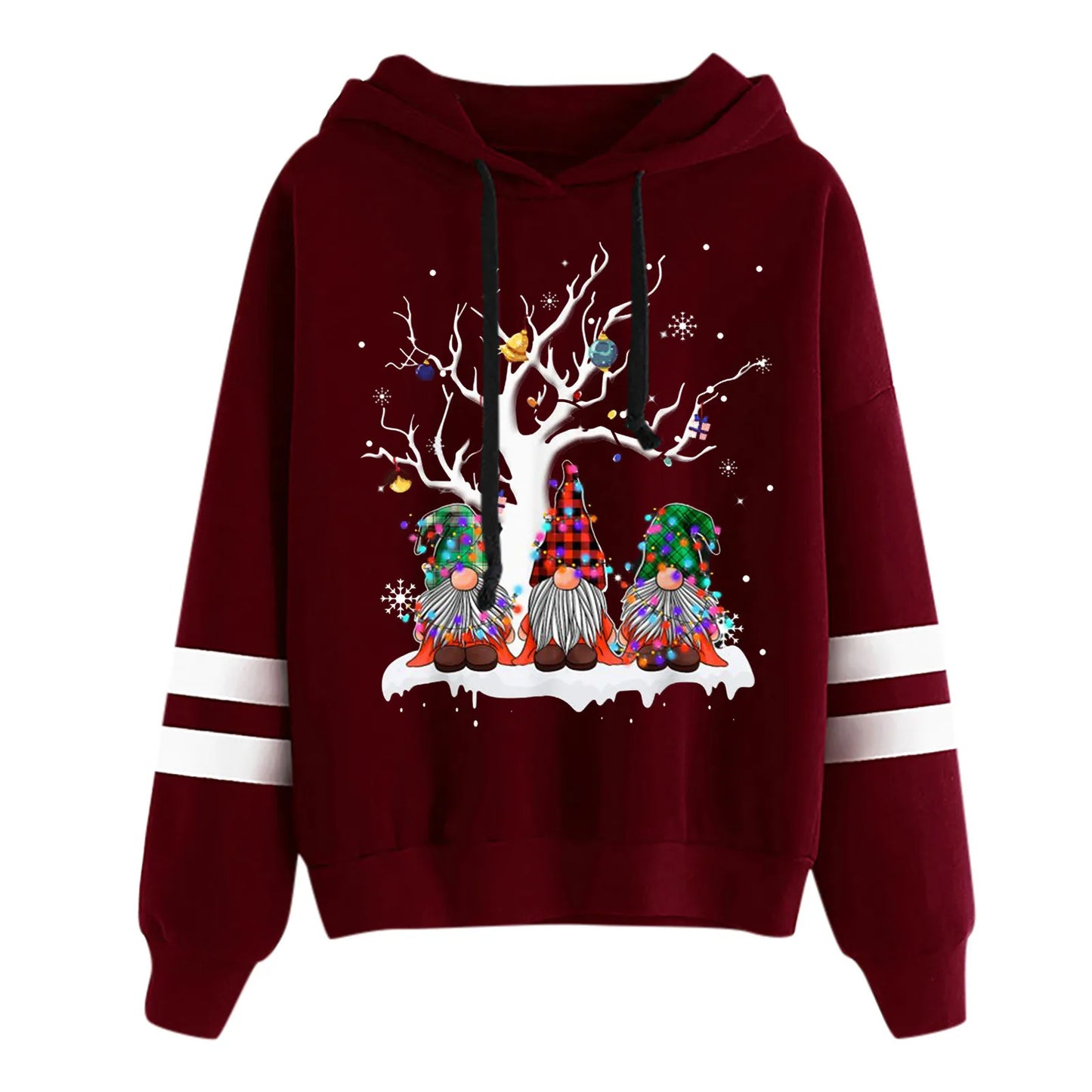 Oversized Sweatshirt For Women Fun Christmas Santa Claus Tree Snowflake Elk Gnome Printing Loose Pullovers Hoodies For Women