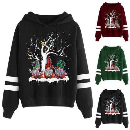 Oversized Sweatshirt For Women Fun Christmas Santa Claus Tree Snowflake Elk Gnome Printing Loose Pullovers Hoodies For Women