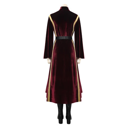 Padme Amidala Cosplay Costume Elegant Burgundy Velvet Dress Women Roleplay Outfit Halloween