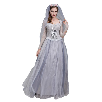 Party Attire Halloween Women'S Ghost Bride Costume Women'S Costume Horror Ghost Bride Cosplay Dress Ghost Performance Costume