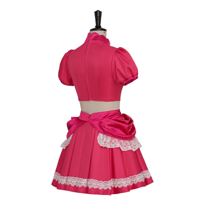 Peach Cosplay Dress Peach Pink Party Dresses Carnival Halloween Masquerade Party Gown Costume Crop Top Mini Skirts Set