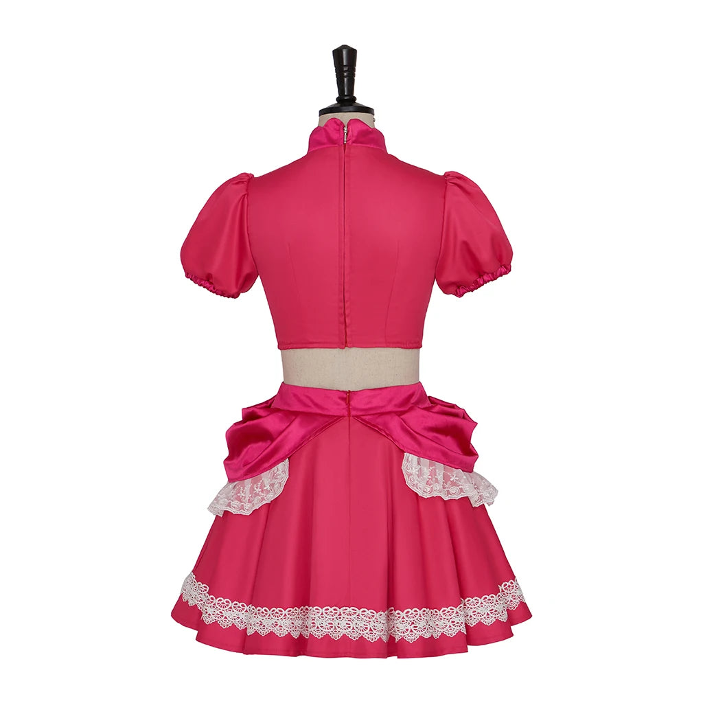 Peach Cosplay Dress Peach Pink Party Dresses Carnival Halloween Masquerade Party Gown Costume Crop Top Mini Skirts Set