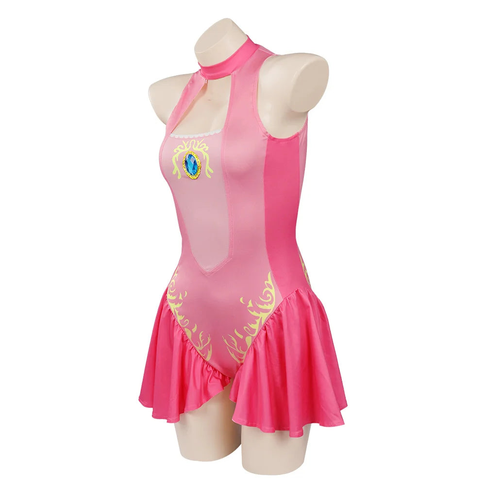 Princess Peach Swimsuit Cosplay Costume Jumpsuit Swimwear Outfit