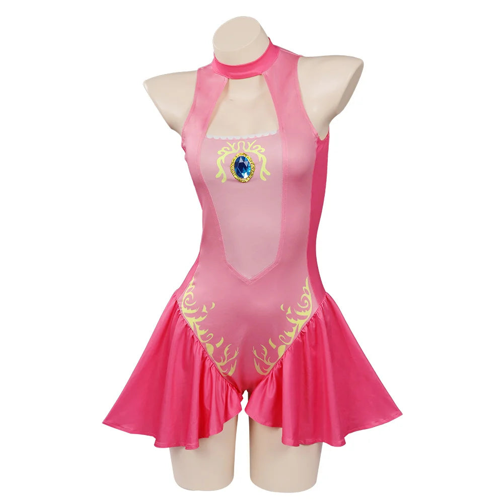 Princess Peach Swimsuit Cosplay Costume Jumpsuit Swimwear Outfit