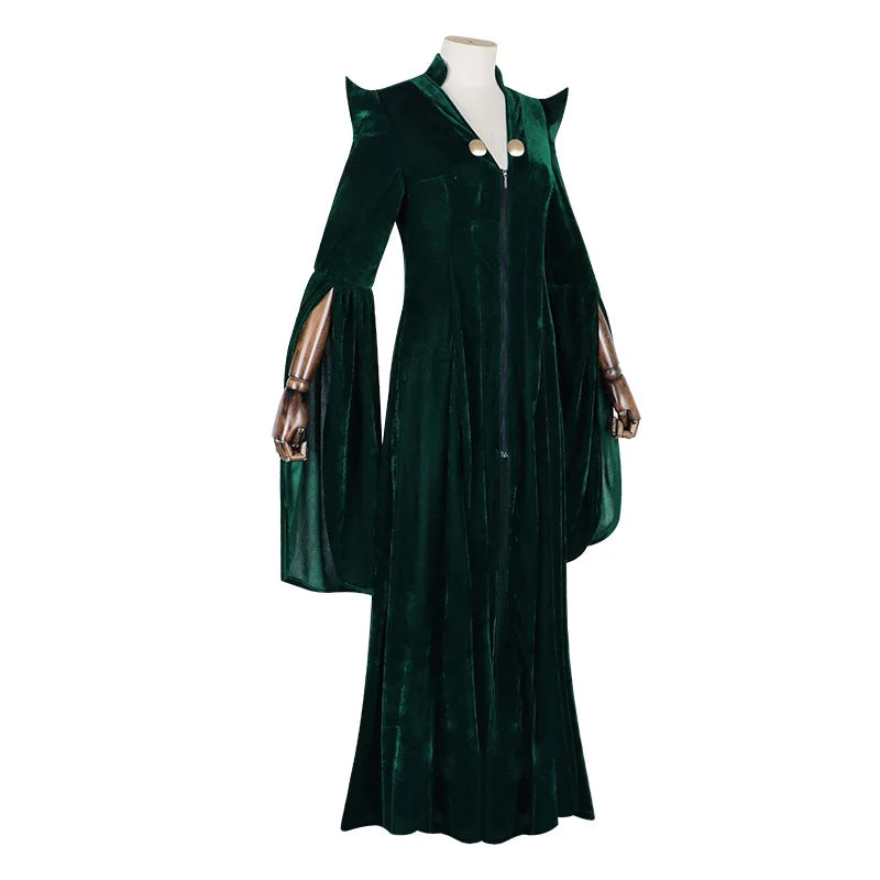 Professor Minerva McGonagall Cosplay Costume Dark Green Dress Robe Cape Hat Velvet Cosplay Costume Halloween Carnival Suit