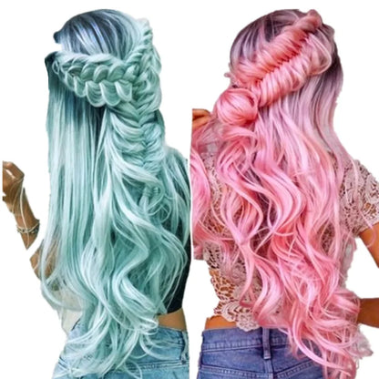 Rainbow Colorful Long Curly Wig Cosplay Party Women High Temperature Synthetic Hair Wigs