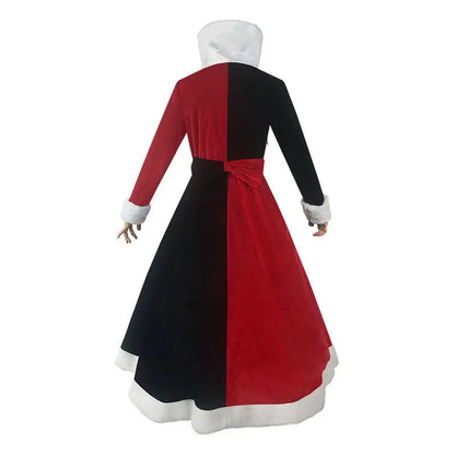 Queen Of Hearts Cosplay Costume Adult Women High Collar Velvet Dress Halloween Masquerade Costumes Party