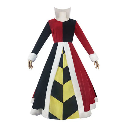 Queen Of Hearts Cosplay Costume Adult Women High Collar Velvet Dress Halloween Masquerade Costumes Party