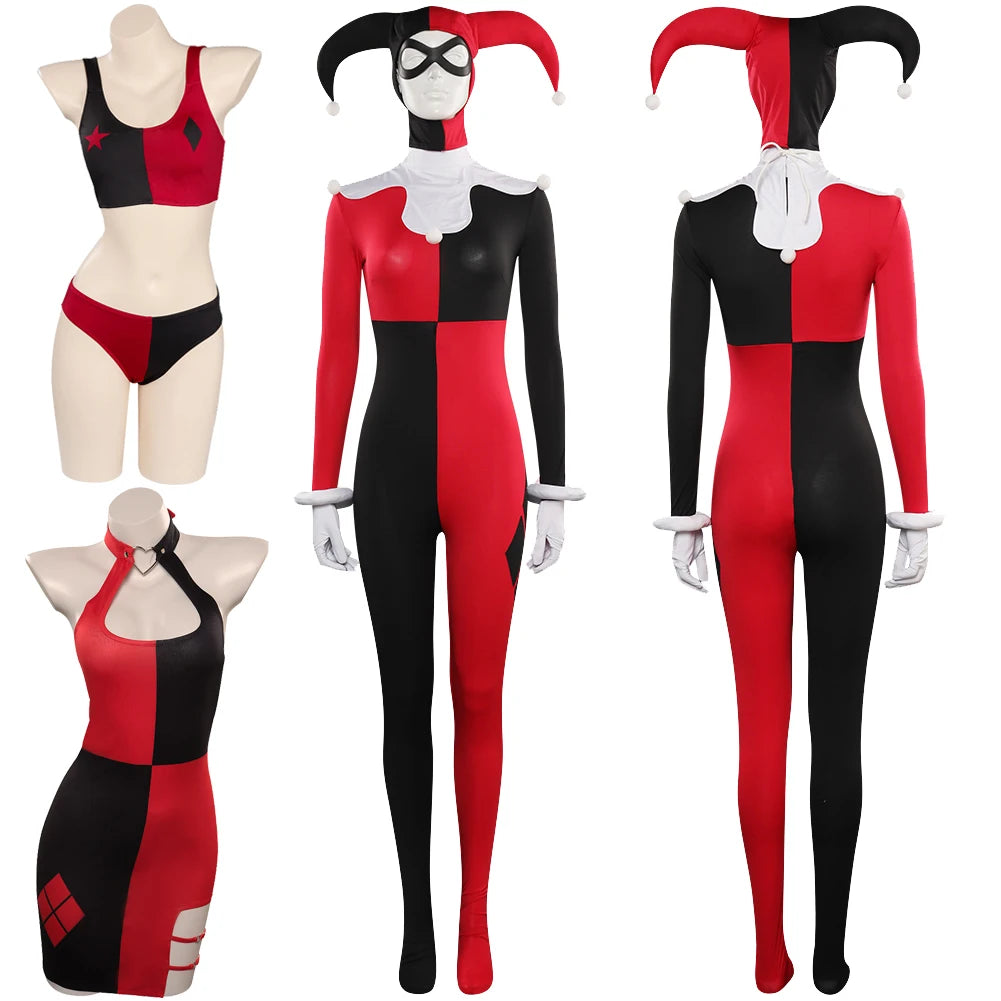 Harley Quinn Cosplay Costume Superhero Outfit for Women Fantasy Roleplay Disguise