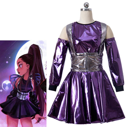 Ariana Grande Lady Cosplay Costume Adult Women Sexy Purple Dress Cocktail Party Skirt Halloween Carnival Outfits