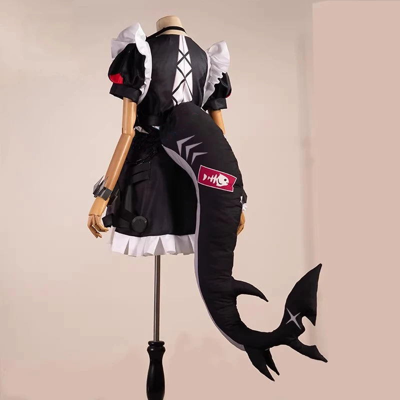 Game Ellen Joe Cosplay Costume Victoria Maid Uniform Costume Halloween Cosplay Party Outfit with Tail