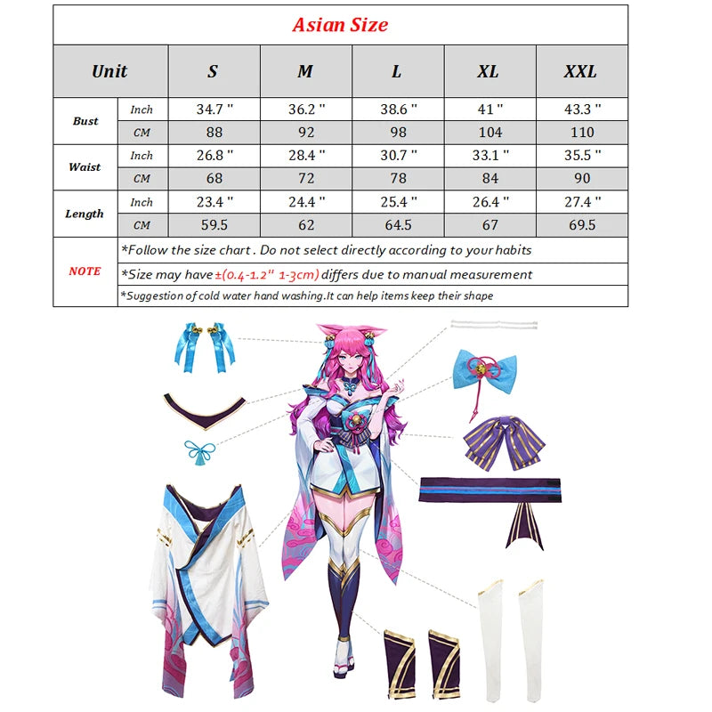 Spirit Blossom Ahri Cosplay Costume Ahri Cosplay Wig Game Ahri Costume Women Kimono Full Set Chinese Dress