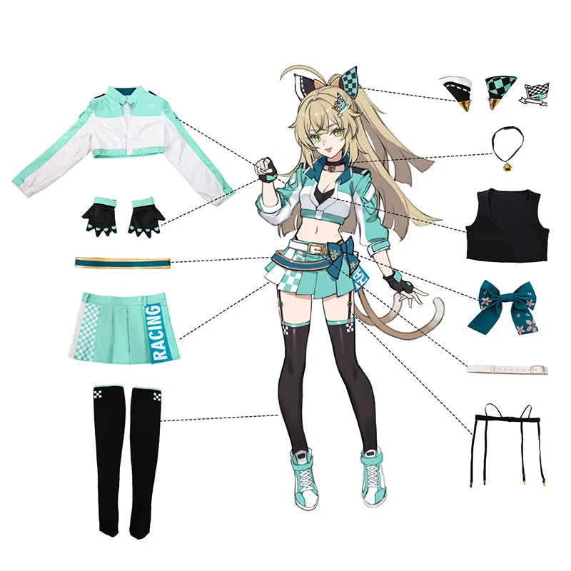 Original Kirara Race Queen Outfits Game Kirara Racing Suit Halloween Women Cosplay Costume