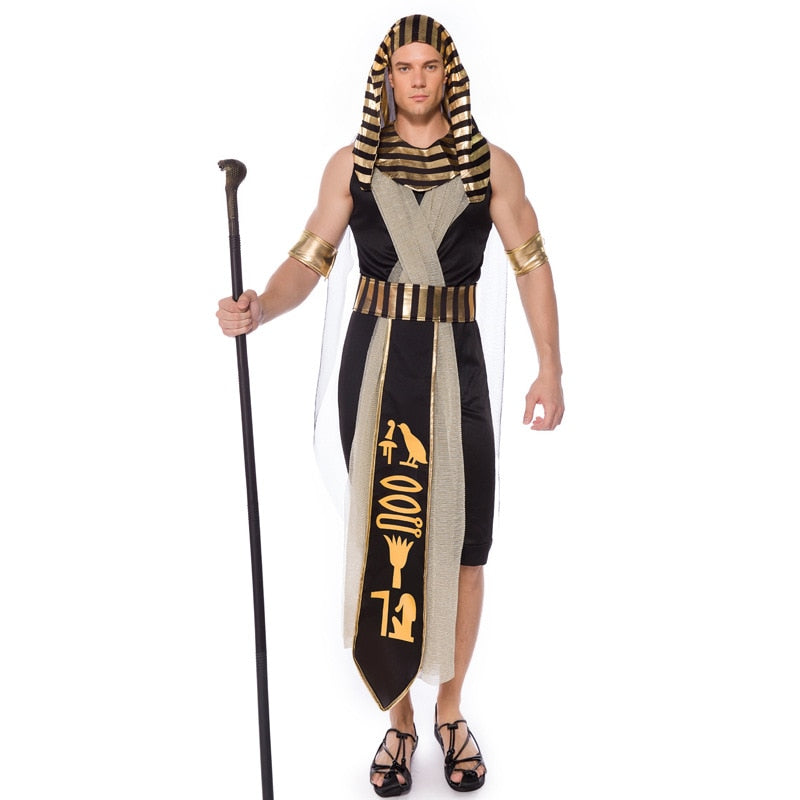 Ranqi Men King of Egypt King Tut Costume Gold Halloween Cosplay